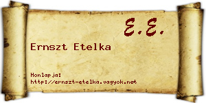Ernszt Etelka névjegykártya
